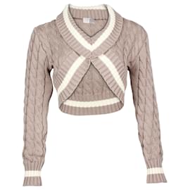 Autre Marque-Dion Lee Cable Knit Cropped Sweater in Beige Cotton Nylon-Beige