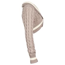 Autre Marque-Dion Lee Cable Knit Cropped Sweater in Beige Cotton Nylon-Beige