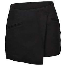 Khaite-Khaite Ver Asymmetric Mini Skirt in Black Wool-Black