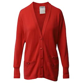 Chanel-Chanel Buttoned Cardigan in Coral Cashmere-Coral