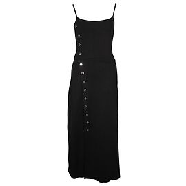 Sandro Paris Robe Midi Sans Manches Stretch en Viscose Noire Noir