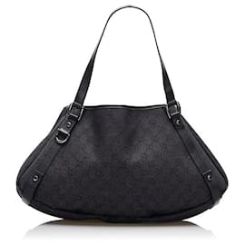 Gucci-GG Canvas Abbey D-Ring Shoulder Bag 293578-Black