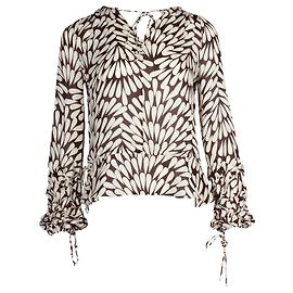 Tory Burch Blusa Estampada Marrom e Branca Marrom