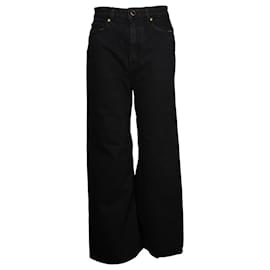 Khaite-Khaite Ella Denim Wide-Leg Denim Jeans in Black Cotton-Black