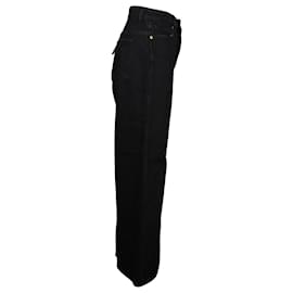 Khaite-Khaite Ella Denim Wide-Leg Denim Jeans in Black Cotton-Black