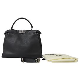 Fendi Peekaboo Mini Selleria Bag in Black Leather Black