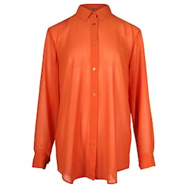 Acne-Acne Studios Sheer Button Down Shirt in Orange Polyester-Orange