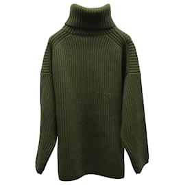 Acne-Acne Studios Chunky Turtleneck Sweater in Olive Green Wool-Green,Olive green