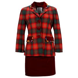 Moschino Cheap And Chic Conjunto de blazer e saia xadrez Moschino Cheap & Chic em lã vermelha Vermelho