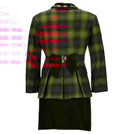 Moschino Cheap And Chic-Moschino Cheap & Chic Plaid Blazer and Skirt Set in Red Wool-Red
