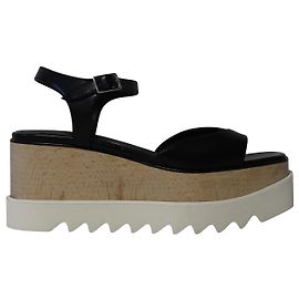 Stella Mc Cartney Sandali Stella McCartney Elyse con zeppa in ecopelle nera Nero
