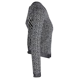Theory-Theory Herringbone Crewneck Sweater in Black Print Wool-Other