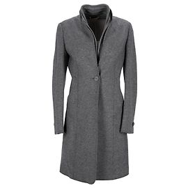 Brunello Cucinelli Einreihiger Mantel aus grauer Wolle Grau