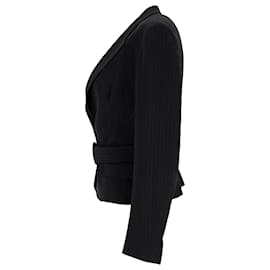 Max Mara-Max Mara Belted Blazer in Black Polyester-Black