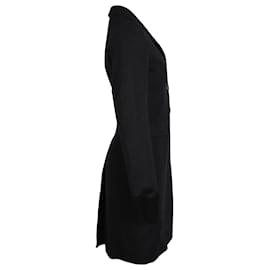 Prada-Prada Langer Mantel aus schwarzer Wolle-Schwarz