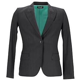 Dolce & Gabbana-Dolce & Gabbana Single-Breasted Blazer in Black Polyester-Black