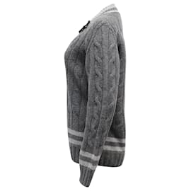 Erdem-Erdem Albertha Suéter de punto de ochos con cuello en V en lana gris-Gris