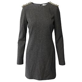 Chloé Robe Fourreau Chloe Epaulettes en Laine Noire Noir