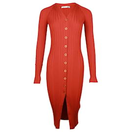 Autre Marque-Dion Lee V-neck Snap Button Knit Dress in Red Wool-Red