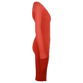 Autre Marque-Dion Lee Strickkleid mit V-Ausschnitt und Druckknöpfen aus roter Wolle-Rot