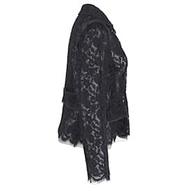 Dolce & Gabbana-Dolce & Gabbana Button-Front Jacket in Black Cotton Lace -Black