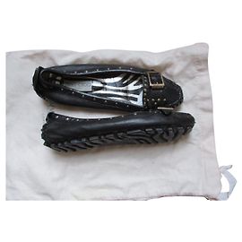 Jimmy Choo Bailarinas com fivelas de couro preto, 37,5 Preto