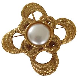 Yves Saint Laurent la spilla di/Pendente, piatto d'oro. Gold hardware