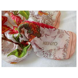 Kenzo-Estola de seda, flores japonesas.-Multicor