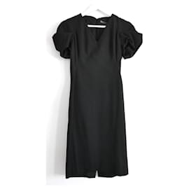 Alexander Mcqueen-Vestido negro con mangas abullonadas de Alexander McQueen-Negro