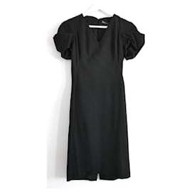 Alexander Mcqueen-Alexander McQueen Puff Sleeve Black Dress-Black