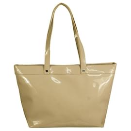 Armani-Armani Jeans Cream PVC Large Satchel Tote Shopper Handbag w. Charm Bag superb!-Cream