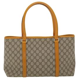 Gucci-GUCCI GG Canvas Tote Bag PVC Leather Orange Beige 114595 Auth ki2771-Beige,Orange