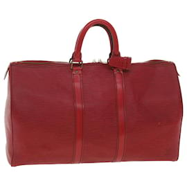 Louis Vuitton-Louis Vuitton Epi Keepall 45 Boston Bag Red M42977 LV Auth S164-Red