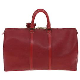 Louis Vuitton-Louis Vuitton Epi Keepall 45 Boston Bag Red M42977 Autenticação LV S164-Vermelho