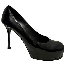 Yves Saint Laurent YSL TripToo patent leather heels Black Navy blue