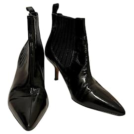 Diane Von Furstenberg-DvF Mollo patent leather ankle Chelsea boots-Black