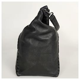 Bottega Veneta-Bottega Veneta Soft Shopper shoulder bag in black leather-Black