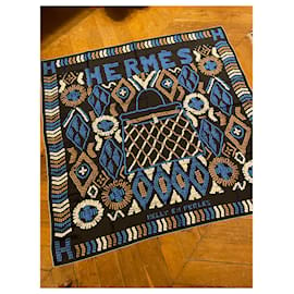 Hermès-Quadrado gigante 140cm-seda-Azul