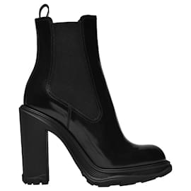 Alexander Mcqueen-black leather boots-Black