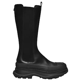 Alexander Mcqueen-black leather boots-Black
