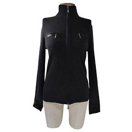 Luisa Cerano Cardigan mit Reißverschluss schwarz Kaschmir Wolle Schwarz