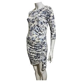 Ichi Jasmin Kleid asymmetrisch weiß gemustert Weiß Mehrfarben