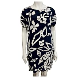 Diane Von Furstenberg-DvF Harriet dress with floral pattern-White,Navy blue