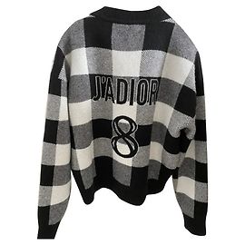 Christian Dior J'Adior Kaschmirpullover Karo Schwarz Weiß Schwarz