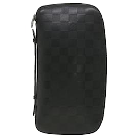Louis Vuitton-LOUIS VUITTON Damier Infini Atoll Travel Case Black N41380 LV Auth 38142-Black
