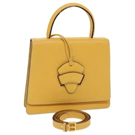 Loewe-LOEWE Barcelona Hand Bag Leather 2way Yellow Auth am4030-Yellow
