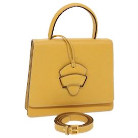 LOEWE Barcelona Handtasche Leder 2Weg Gelb Auth bin4030 Gelb