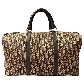 Christian Dior Bolsa vintage DIOR em canvas Oblique Branco Azul Azul marinho