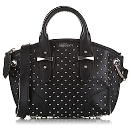 Alexander Mcqueen-Alexander McQueen Black Studded Legend Satchel-Black
