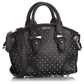Alexander Mcqueen-Alexander McQueen Black Studded Legend Satchel-Black